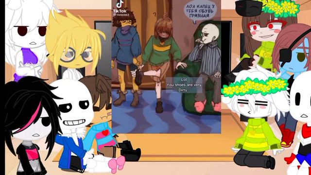 реакция UNDERTALE на Чару и Фриск( больше на чару)