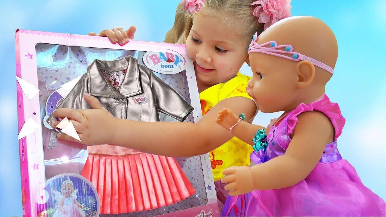 Диана как МАМА и новая Одежда для куклы Беби Бон Diana playing with Baby Born Doll Videos for kids