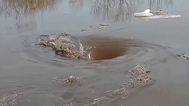карстовые воронки на воде. снятые на камеру