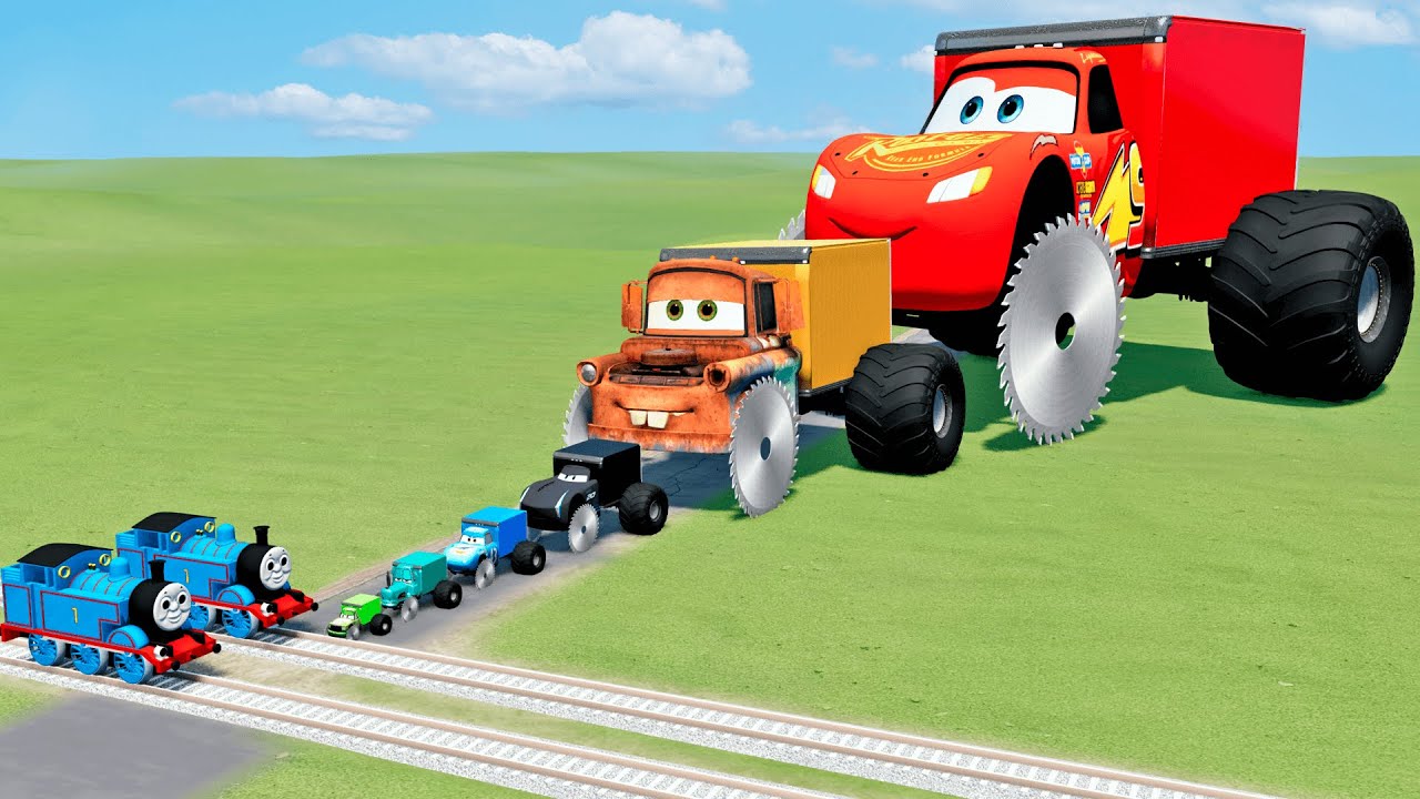 Молния Маквин и его друзья против паровозика Томаса _ BeamNG.Drive