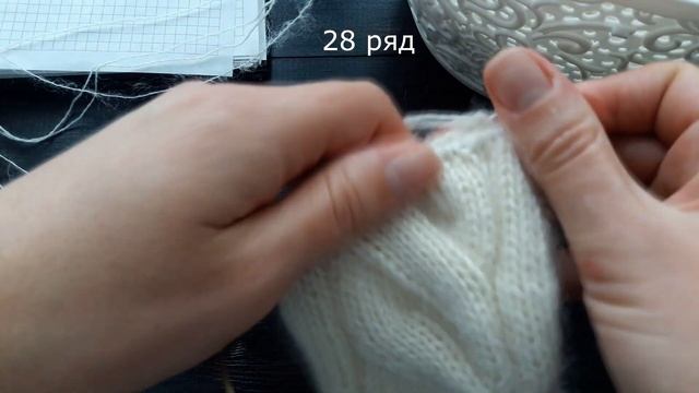 Красивые варежки спицами с узором Ложная коса! Часть 1 - левая варежка.